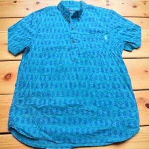 Chubbies Popover Shirt Sz Small Blue ‎ Floral Hawaiian Short Sleeve Summer Beach